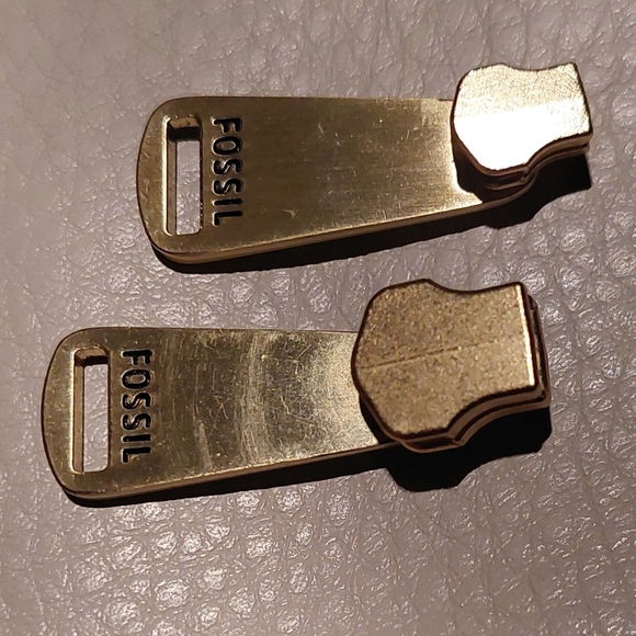 Fossil Gold Zipper Pull Set 2 PCS Large And Small Replacement - Picture 3 of 3